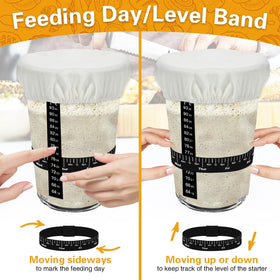 POLYHNIA temperature stickers monitor starter warmth during fermentation.
