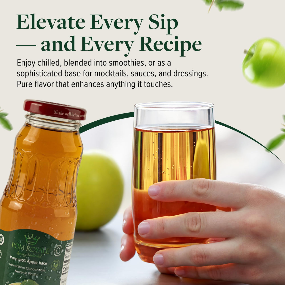 Pom Royale Apple Juice as smoothie base for quick, nutritious blends