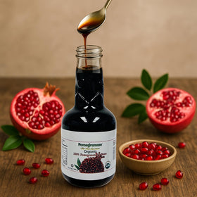 Pomegranaze kitchen usage pouring molasses over dishes