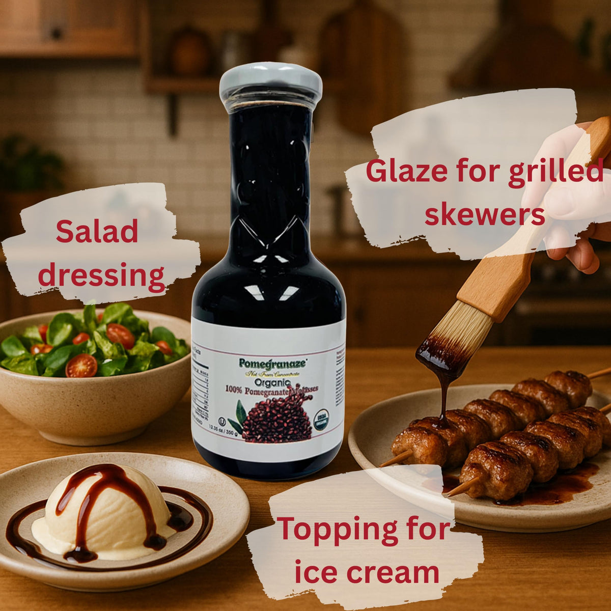 Pomegranaze molasses glaze on dish highlights versatile finishing sauce