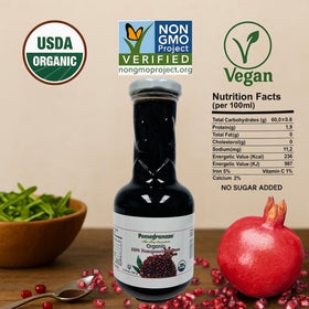 Pomegranaze jar on counter conveys 12.35 oz bottle size