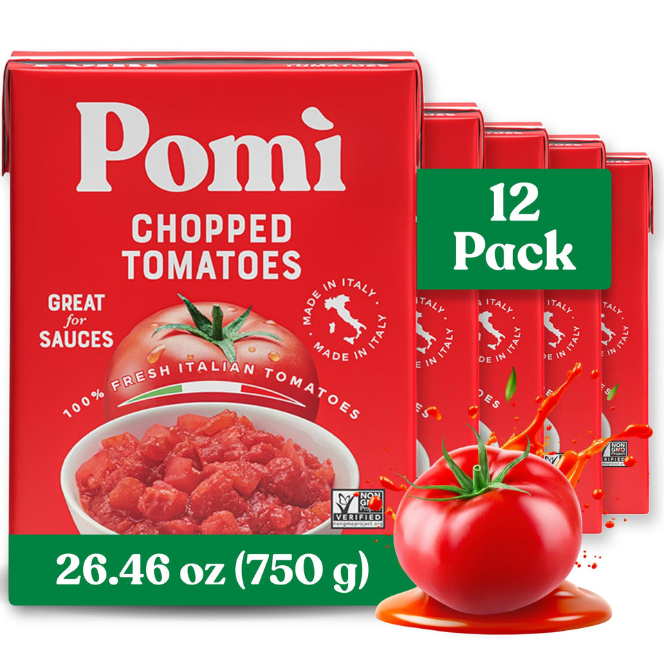 Pomì chopped tomatoes 12-pack front view for quick Italian sauces