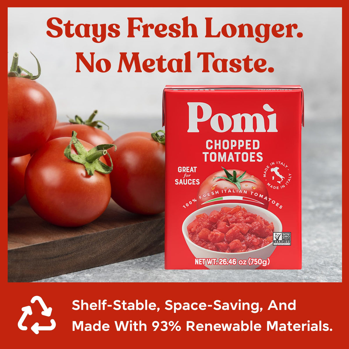 Pomì chopped tomatoes ready for pizza night and quick sauces