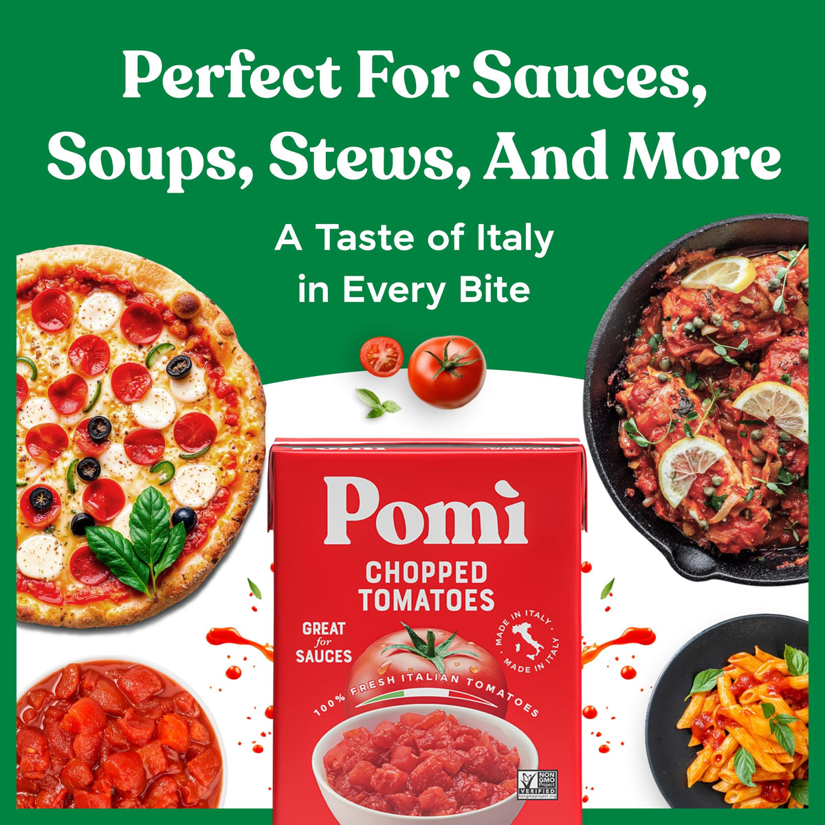 Pomì chopped tomatoes simmering in sauce pan for rich Italian flavor