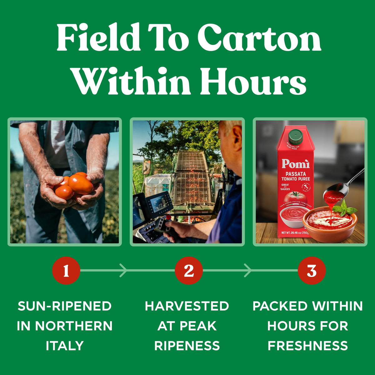 Pomì Passata ready-to-use 26oz carton for quick meal prep.