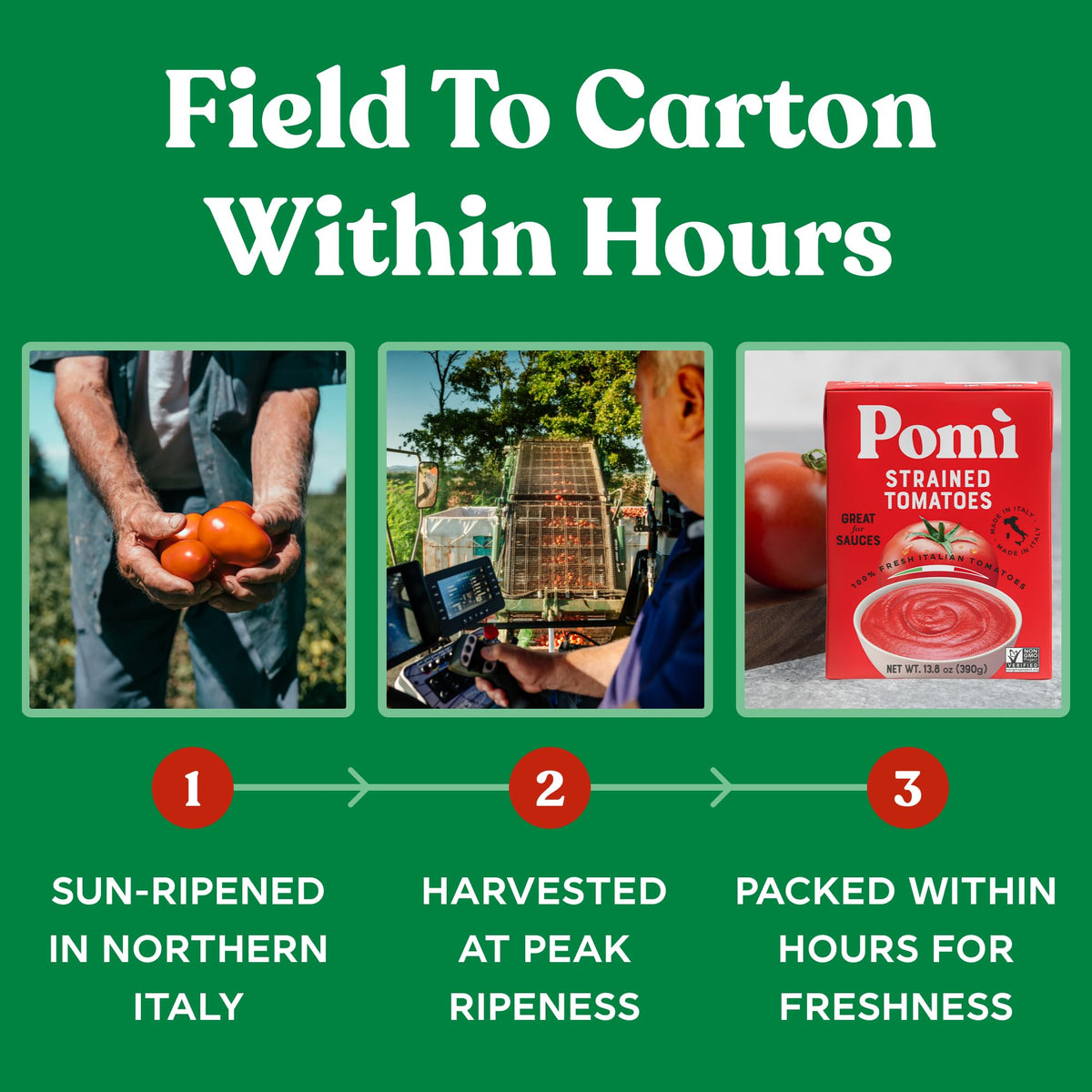 Pomi Strained Tomatoes BPA-free packaging supports safe kitchen storage.