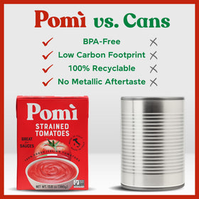 Pomi Strained Tomatoes gluten-free and non-GMO ingredients for dietary flexibility.