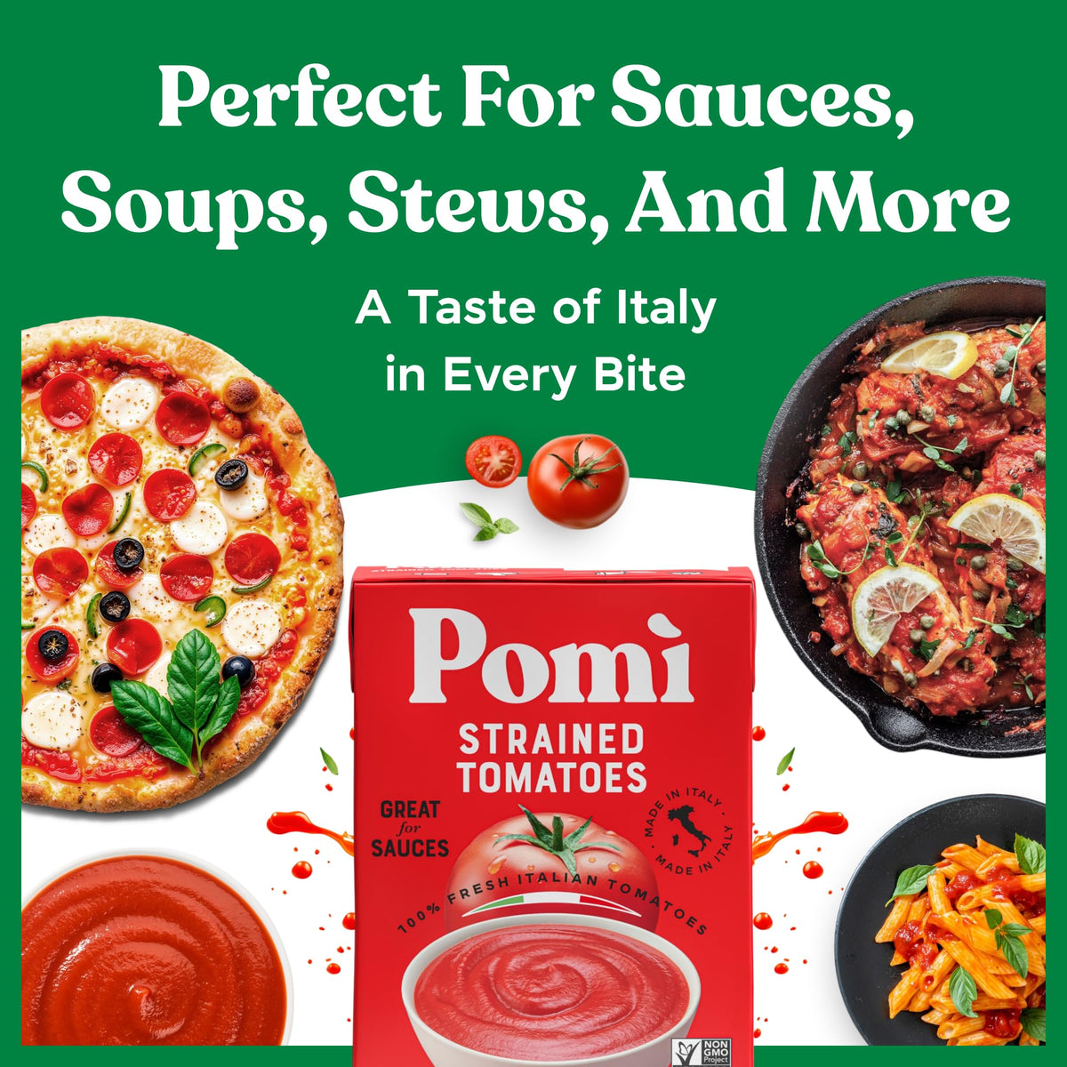 Pomi Strained Tomatoes quick-meal prep for fast weeknight sauces.
