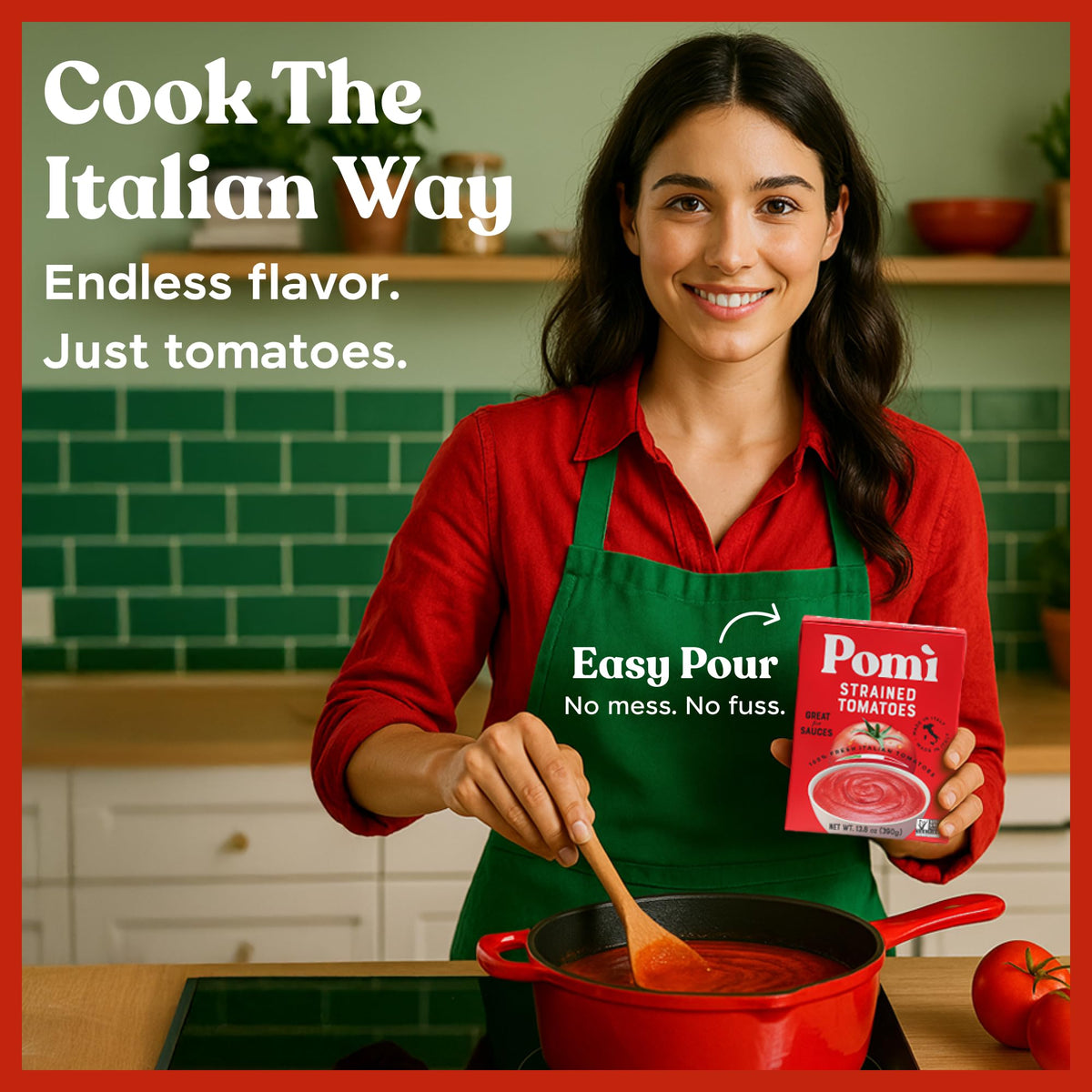 Pomi Strained Tomatoes ready-to-use puree for easy recipe integration.