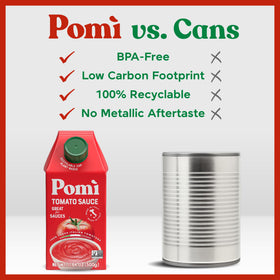 Pomì sauce in BPA-free carton helps maintain freshness