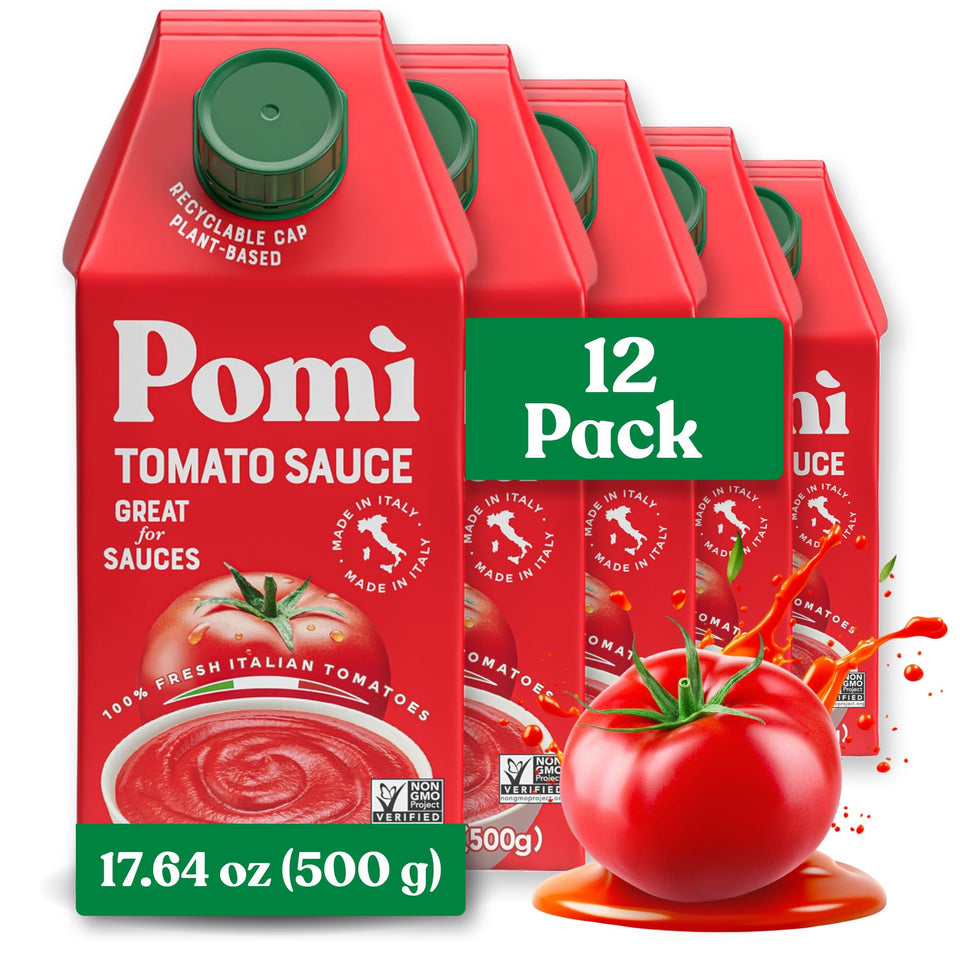 Pomì tomato sauce carton pour shows rich Italian flavor ready for meals