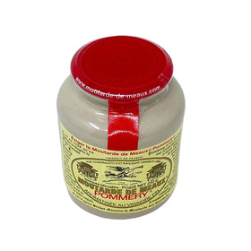 Pommery Meaux mustard label detail communicates heritage and French craftsmanship.