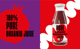 Pomona Organic Pomegranate Juice pour, ideal for sparkling water or smoothies.
