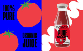Pomona Organic Juices Pure Tomato Juice pack of 12 bottles, ideal for pantry staples and family meals.