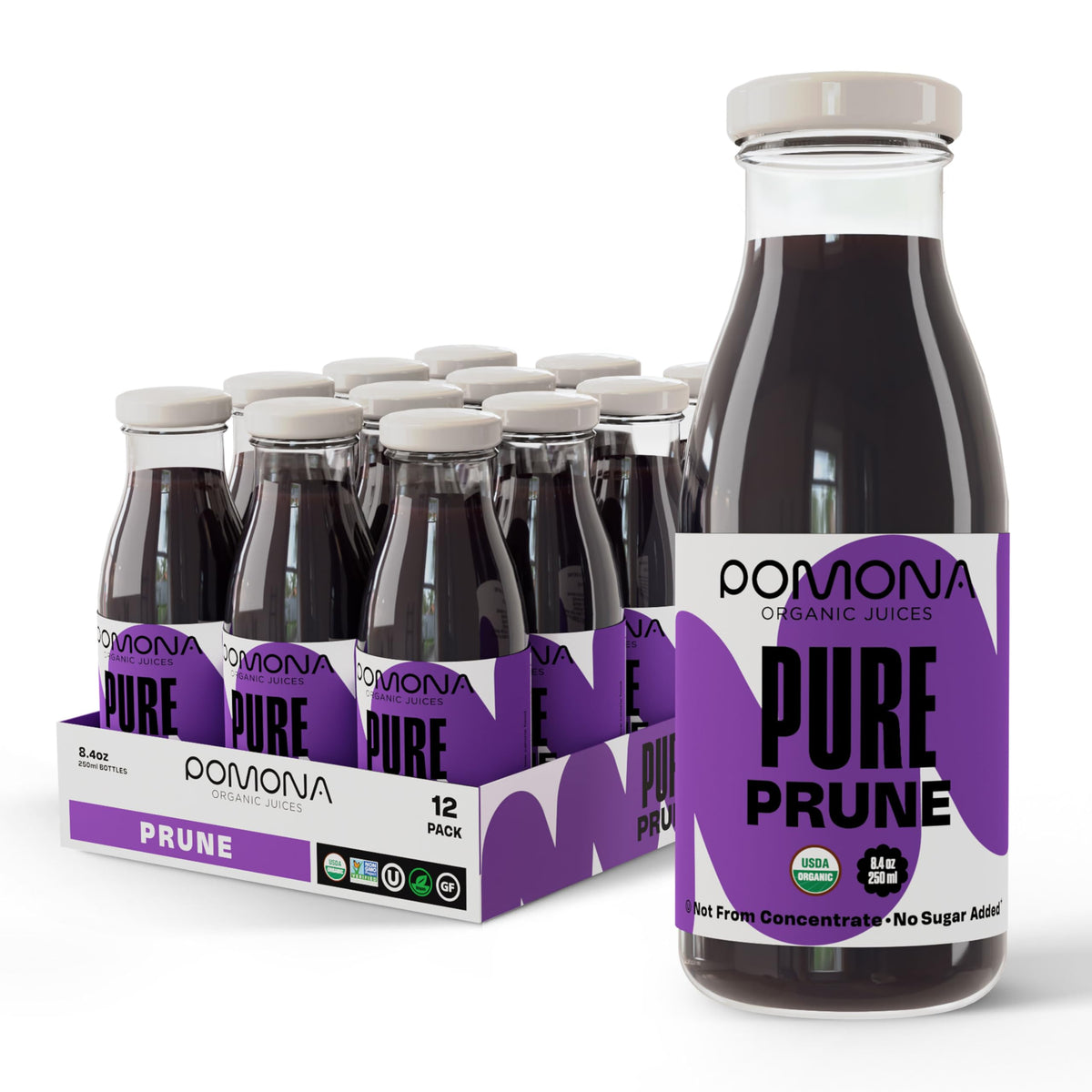 Pomona Prune Juice pour: pure single-ingredient flavor ready for mixers and smoothies.
