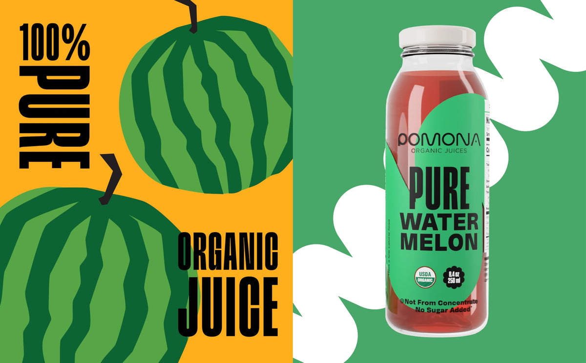 Pouring Pomona Watermelon Juice into a glass for a refreshing sip