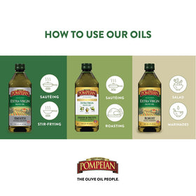 Pompeian First Cold Pressed EVOO label close-up authenticity