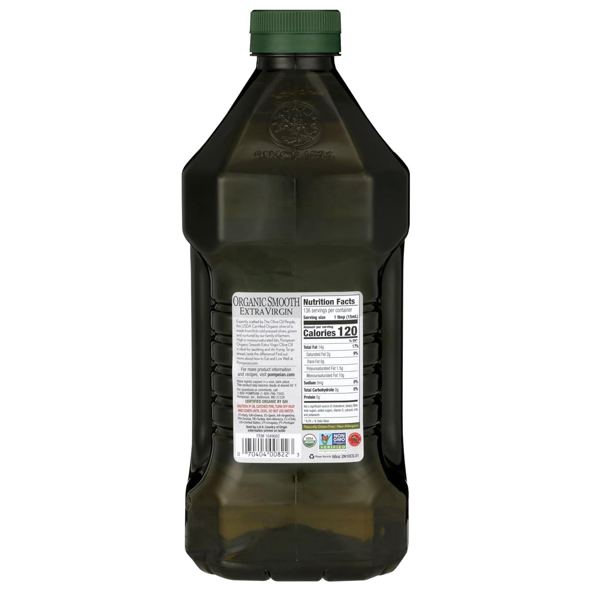 Pompeian First Cold Pressed Olive Oil bottle showcasing premium quality.