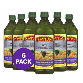 Pompeian grapeseed oil front label ready for high-heat cooking.