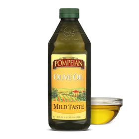Pompeian Mild Taste Olive Oil bottle—large 48 oz size, ideal for high-heat cooking