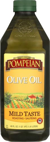 Pompeian Mild Taste Olive Oil in a skillet for sautéing