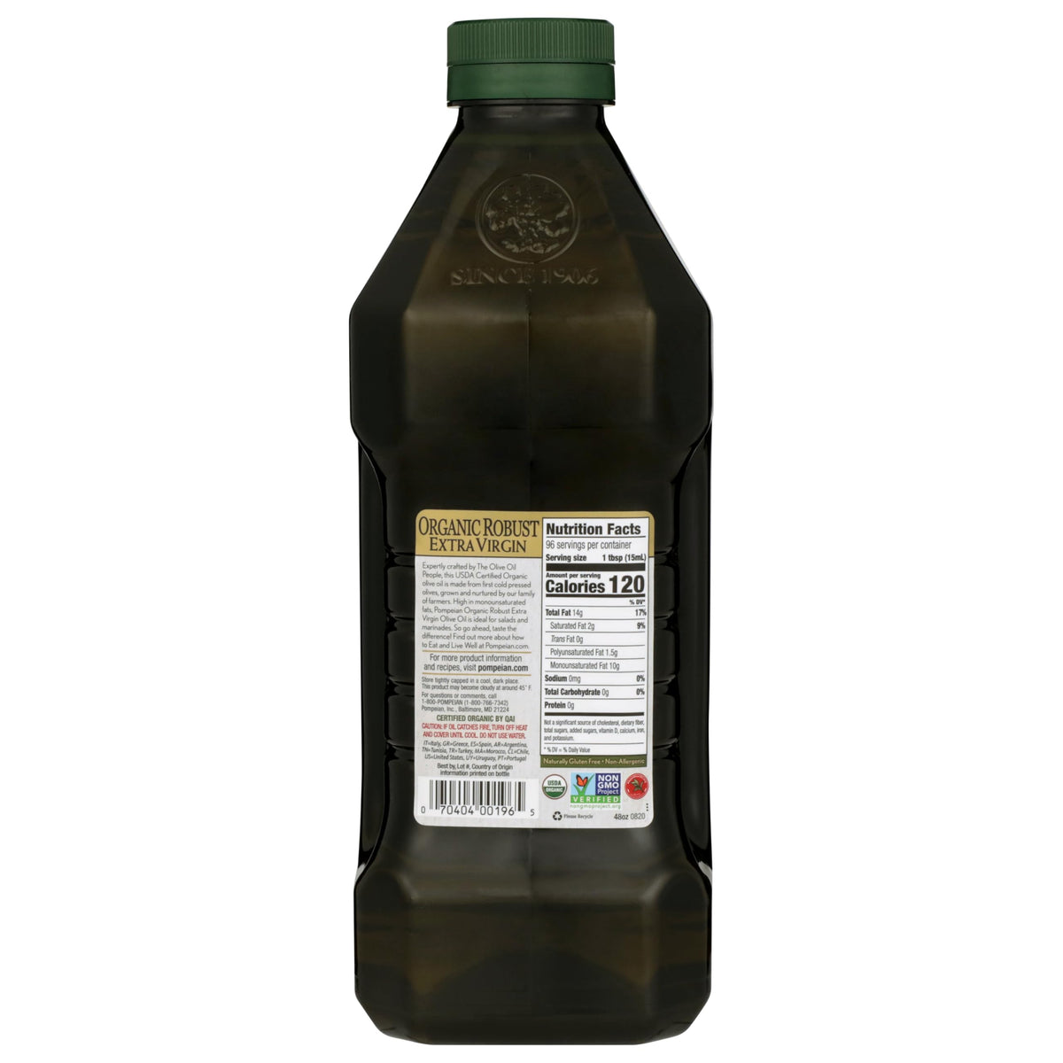 Pompeian Robust Organic EVOO pour-flow capturing aroma and flavor to drizzle.