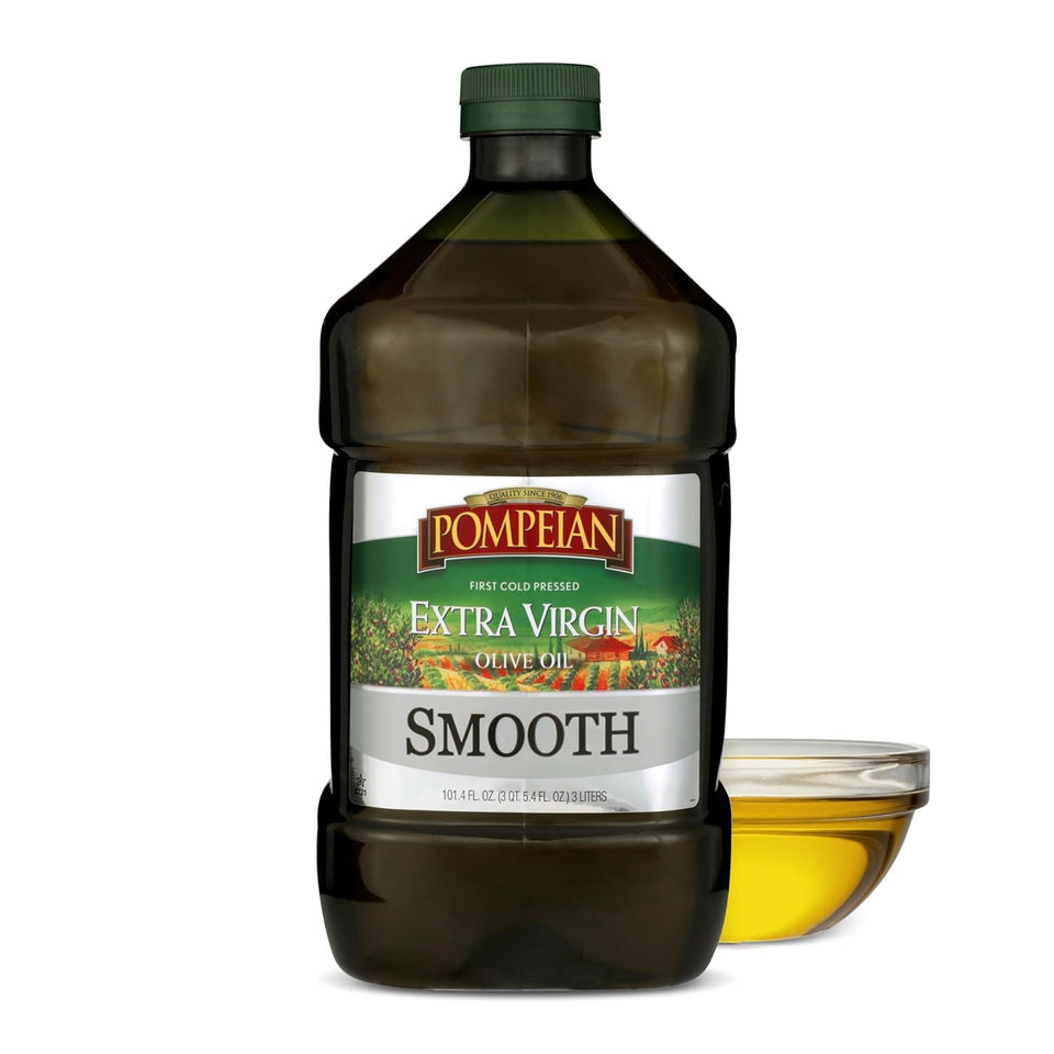Pompeian Smooth EVOO bottle pour for versatile cooking