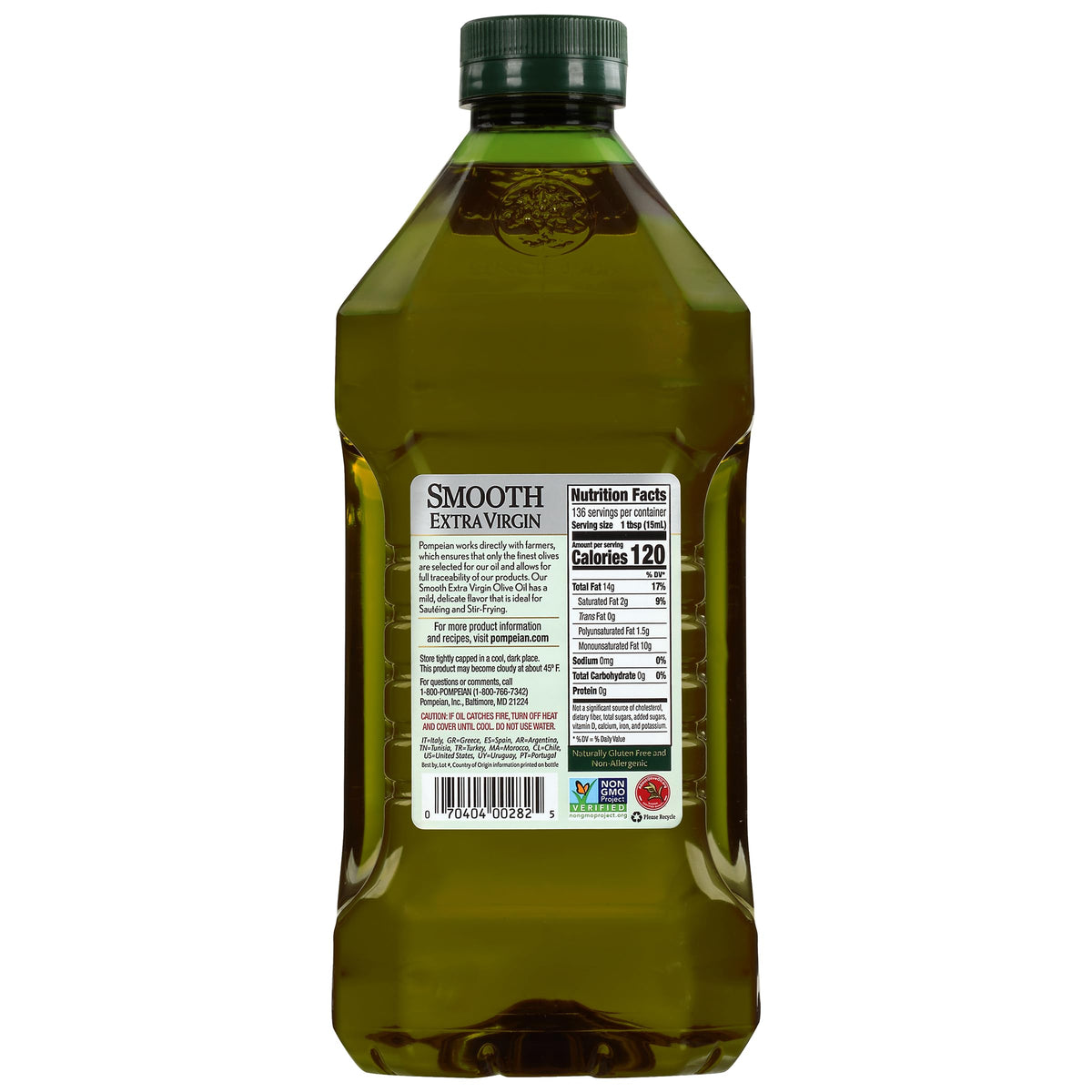 Imported Pompeian EVOO confirms authentic craft from olive farmers.