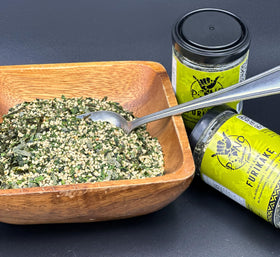 Pono Furikake being sprinkled for seaweed sesame flavor