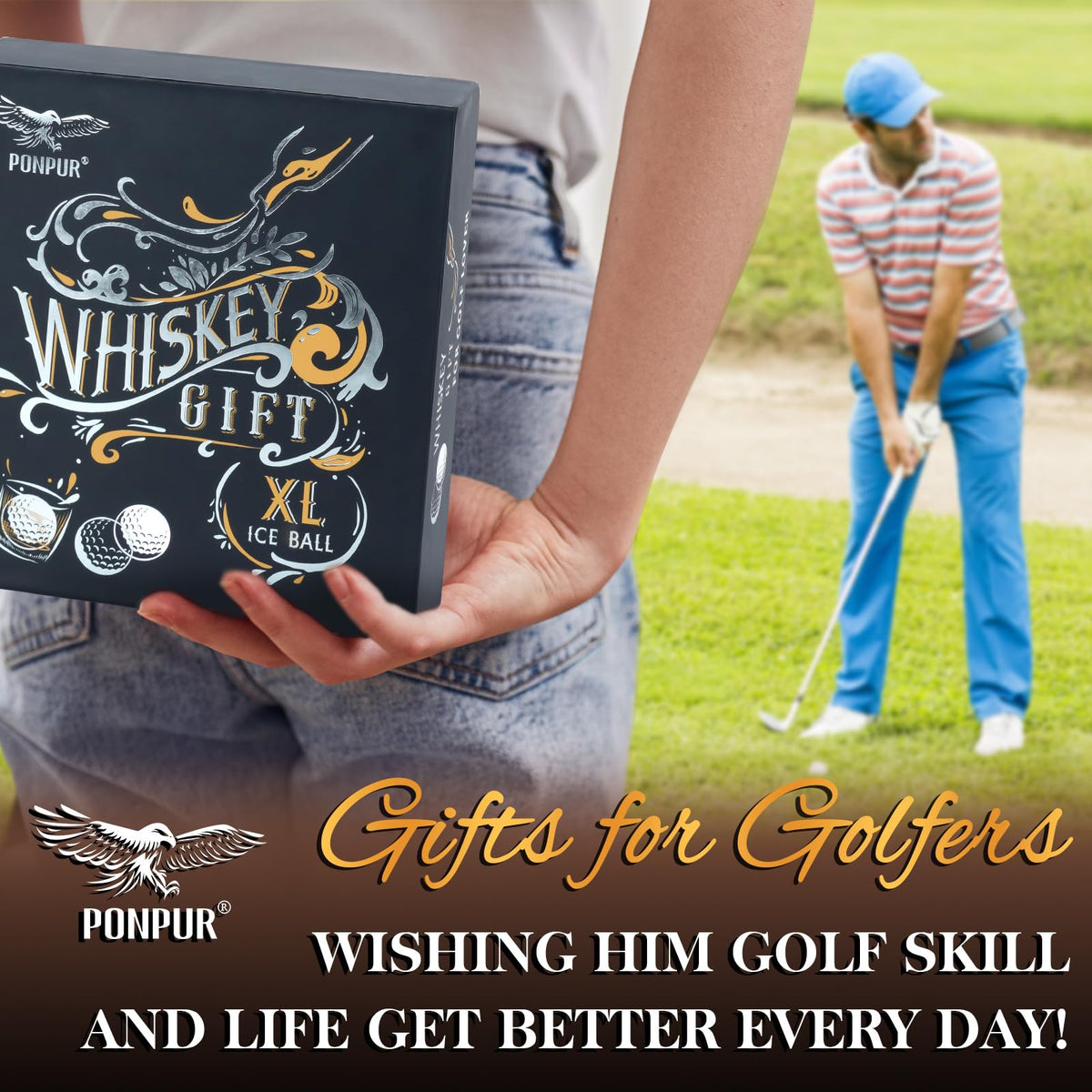 PONPUR BPA-free stainless steel golf ice balls for safe reuse.