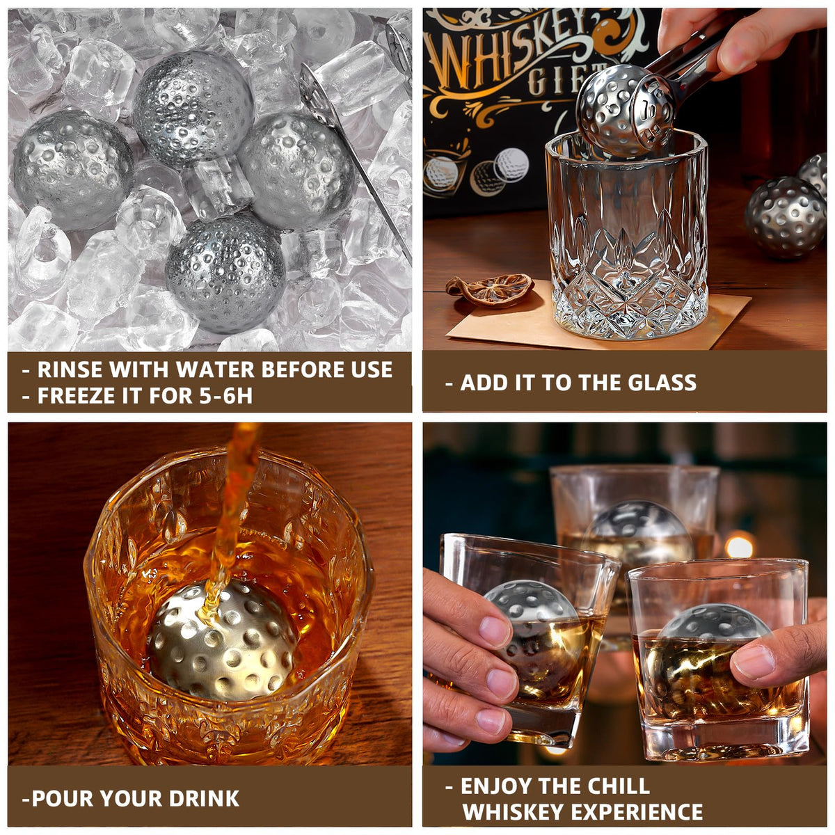 PONPUR reusable whiskey cooling balls preserve flavor while cooling.
