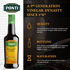 Rich color and aroma highlight Ponti Organic Balsamic in meals