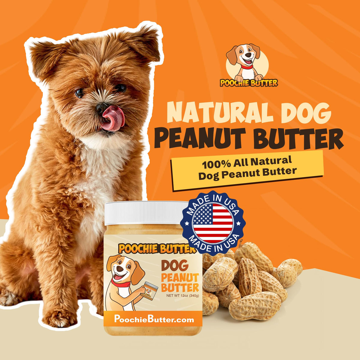 Poochie Butter creamy peanut butter spread on a lick mat.