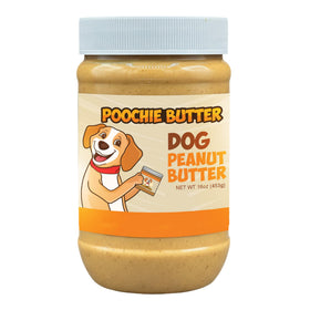 Poochie Butter natural dog peanut butter jar with creamy texture ideal for rewards.