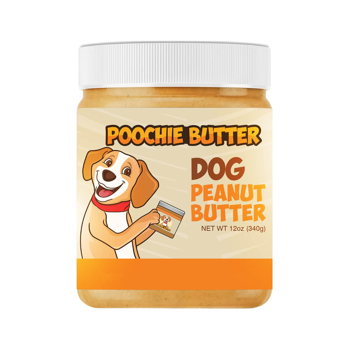 Poochie Butter natural dog peanut butter jar for training rewards.