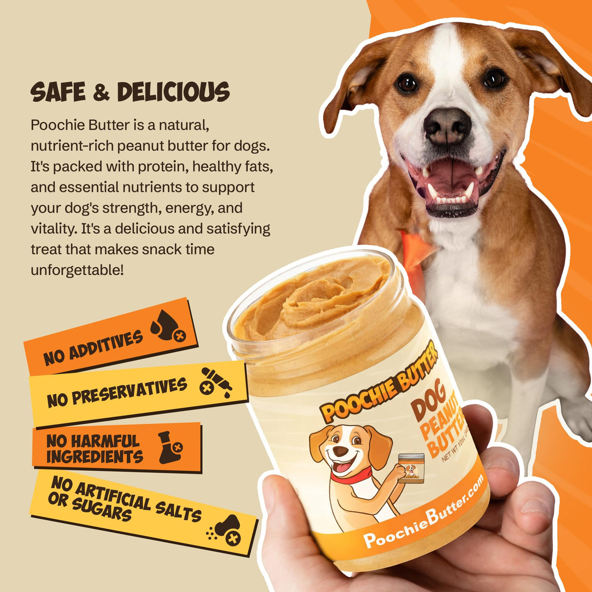 Poochie Butter non-GMO formula reinforces trusted ingredients.