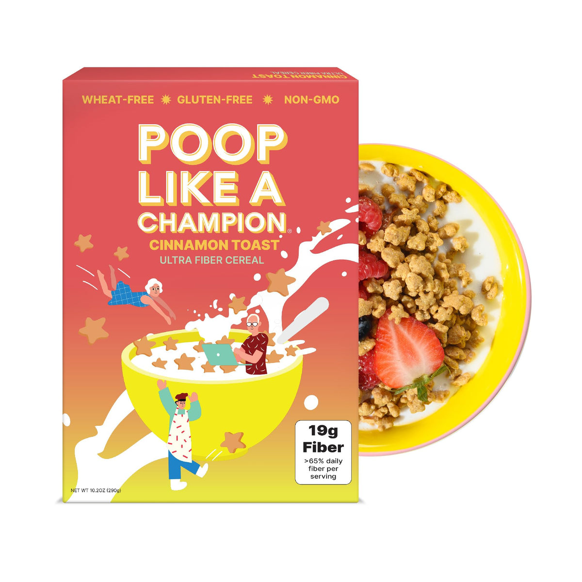 Poop Like a Champion Cinnamon Toast cereal bowl ready for breakfast.
