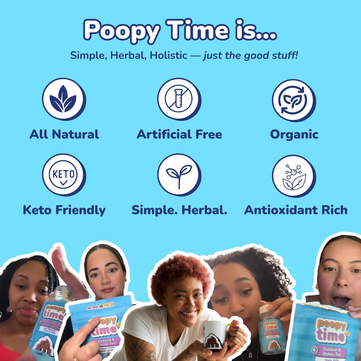 Poopy Time Debloat Tea cup steep highlights soothing aroma and gentle ritual.