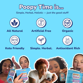 Poopy Time Debloat Tea cup steep highlights soothing aroma and gentle ritual.