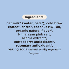 Pop & Bottle oat latte ingredient panel highlighting clean organic ingredients