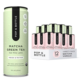 Pop & Bottle vanilla-matcha latte can for a creamy, on-the-go drink