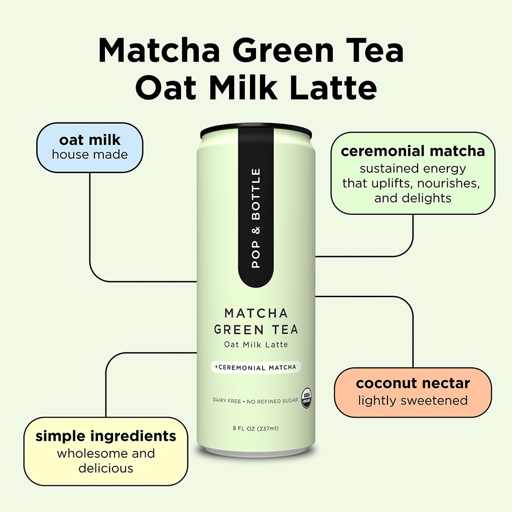 Pop & Bottle green tea latte with mushrooms for mood-friendly enjoyment