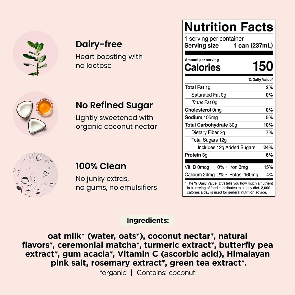 Pop & Bottle ceremonial grade matcha latte can for stress-support flavor