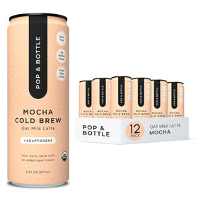 Pop & Bottle oat milk latte can ready-to-drink, convenient on-the-go pick-me-up.