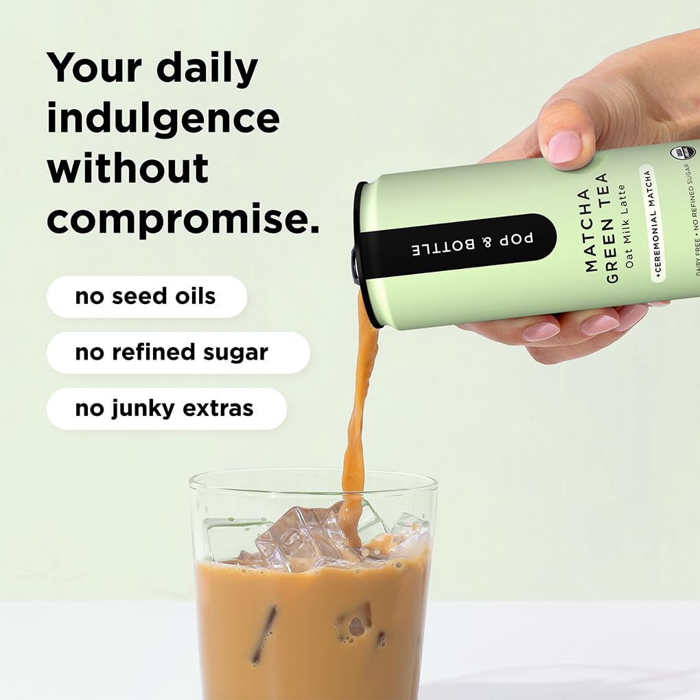 Pop & Bottle oat latte can with dates-sweetened flavor, dairy-free and gluten-free