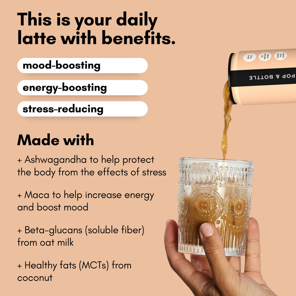 Pop & Bottle oat latte hot latte option for chilly days.