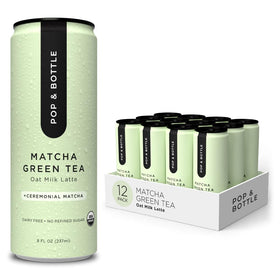 Pop & Bottle oat milk latte can with matcha and reishi for an energizing on-the-go sip