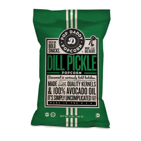 POP DADDY Dill Pickle kernels close-up with premium crunchy texture.