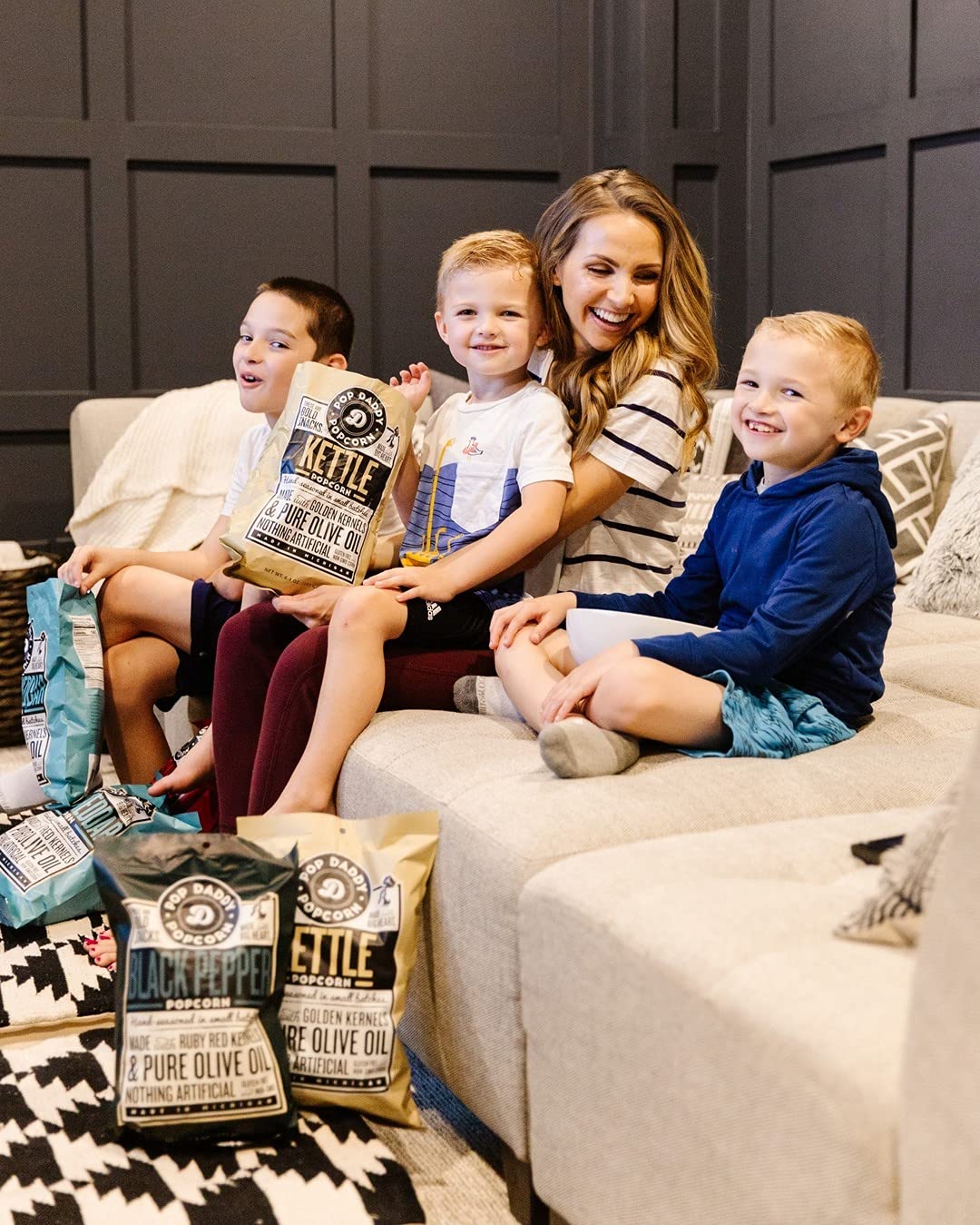 POP DADDY Dill Pickle three-pack indicating gluten-free snack option.