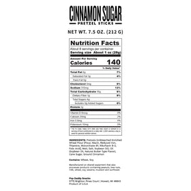 Pop Daddy Cinnamon Sugar Pretzel Sticks packaging highlights family-owned brand and quality